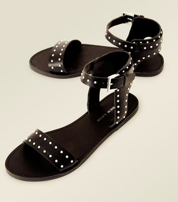 new look black flat sandals