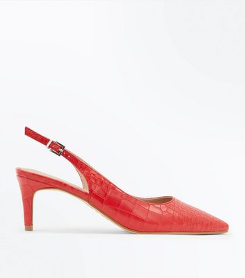 Red kitten heel deals shoes new look