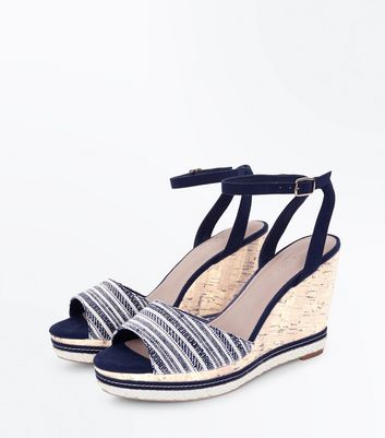 new look navy wedges