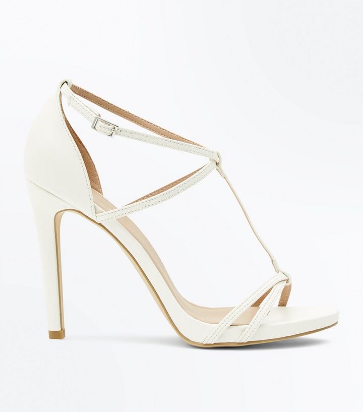 look for latest design famous brand White Strappy T-Bar Stiletto Heel Sandals | New Look look for latest design famous brand White Strappy T-Bar Stiletto Heel Sandals | New Look