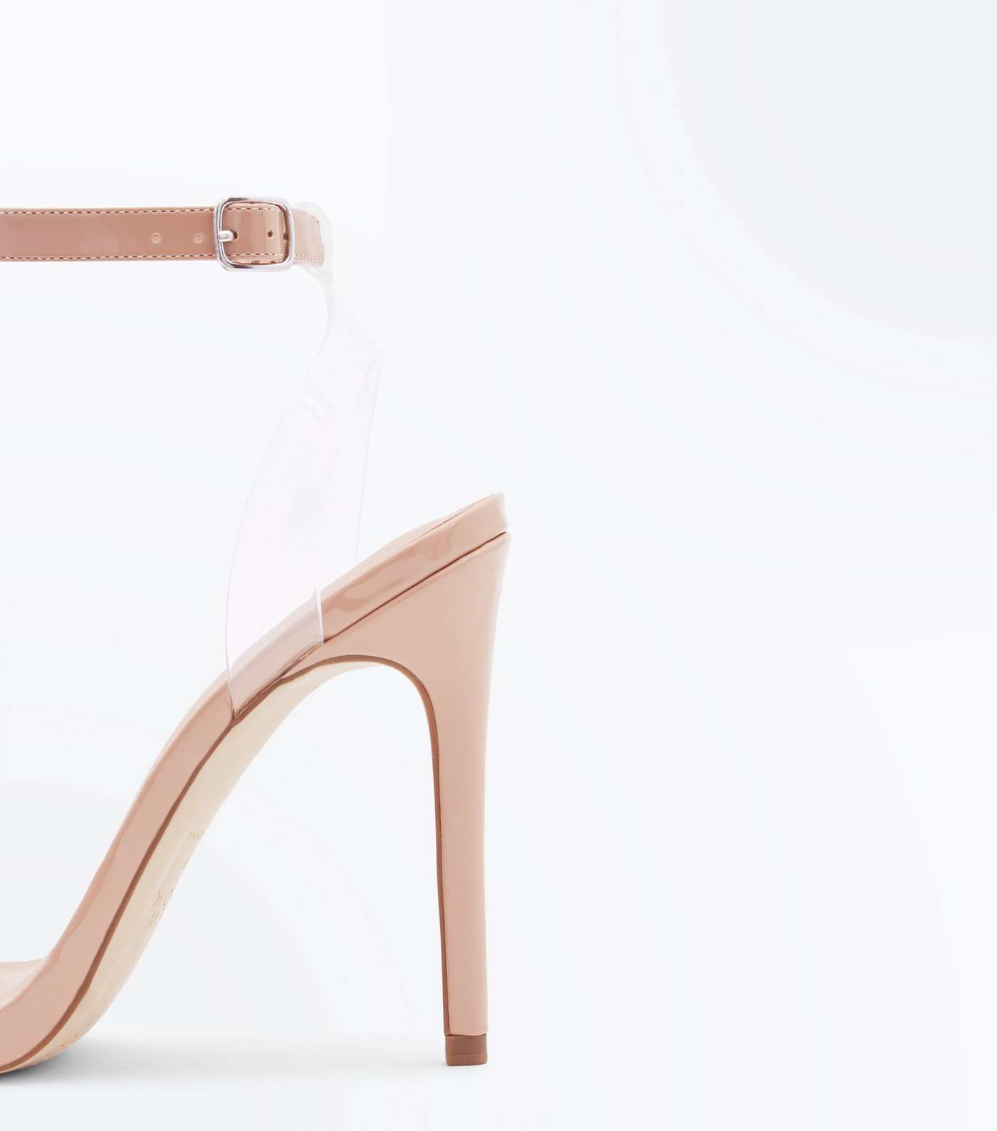 Nude Patent Clear Strap Heeled Sandals Image 4