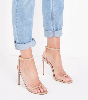 square toe barely there heels