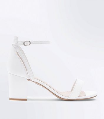 low block heel white