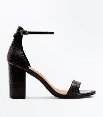 croc heels black