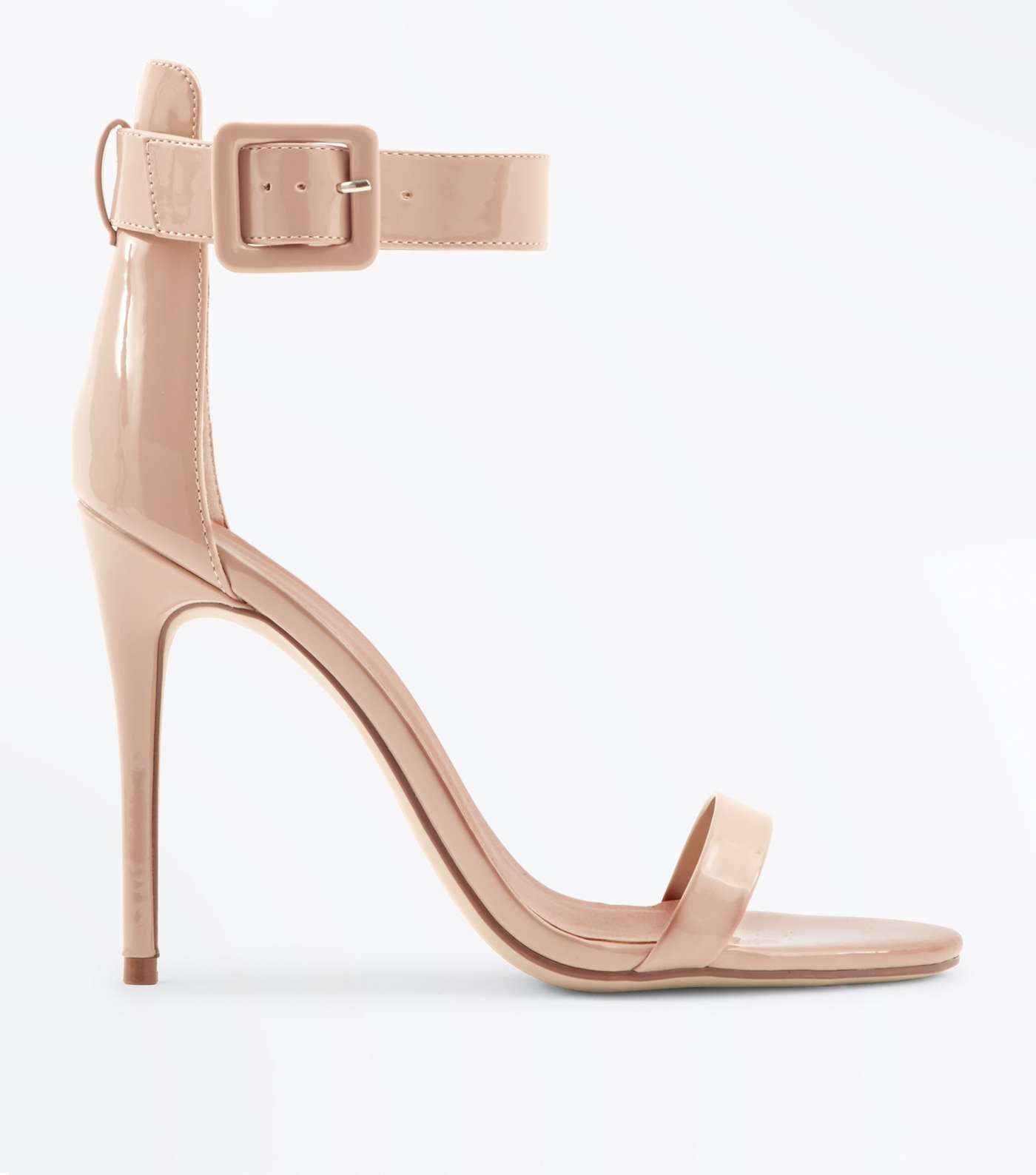 Nude Suedette Buckle Strap Barely There Heels