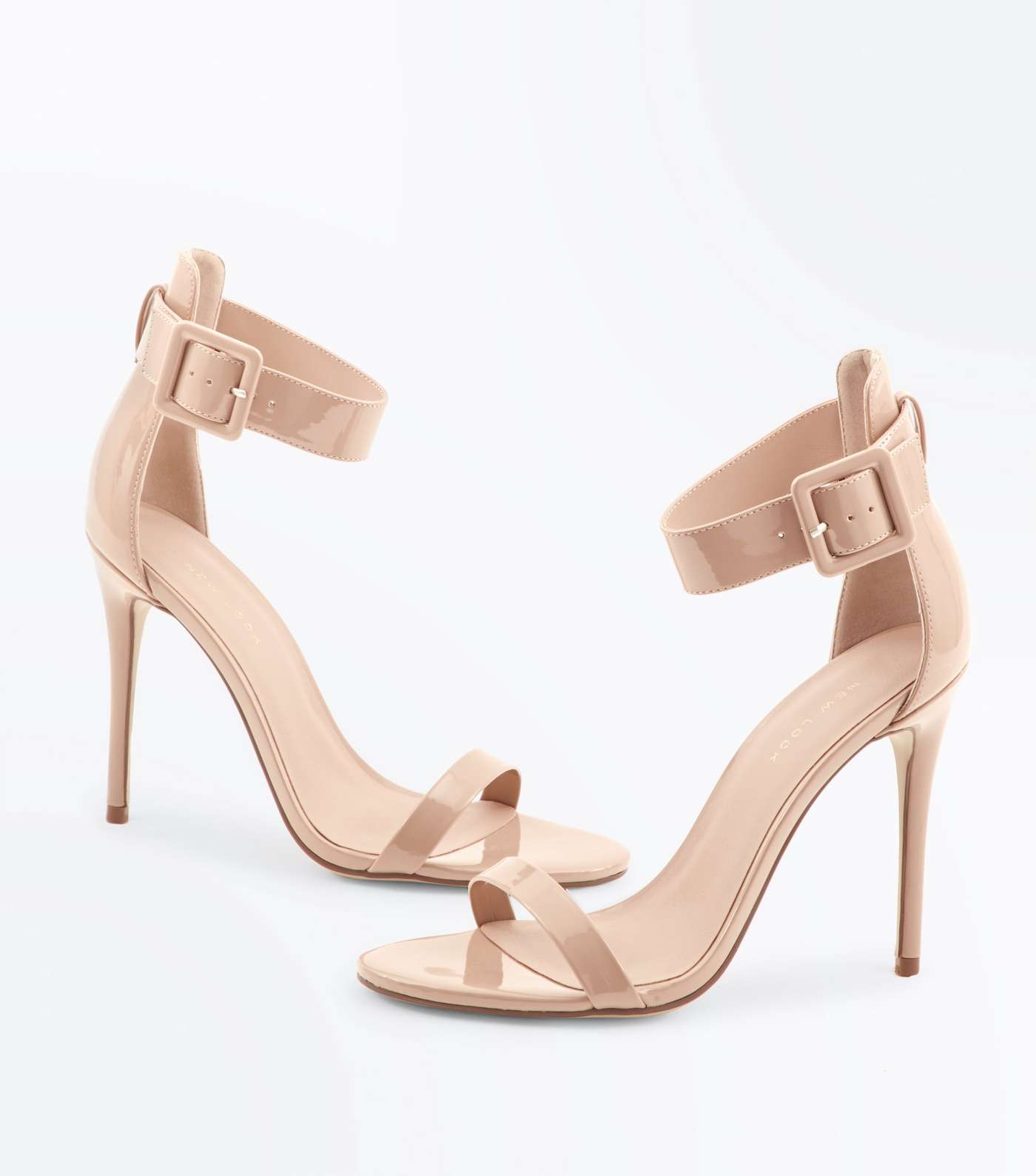 Nude Suedette Buckle Strap Barely There Heels Image 3