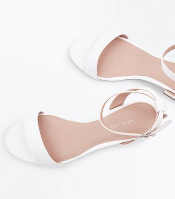 womens white block heel