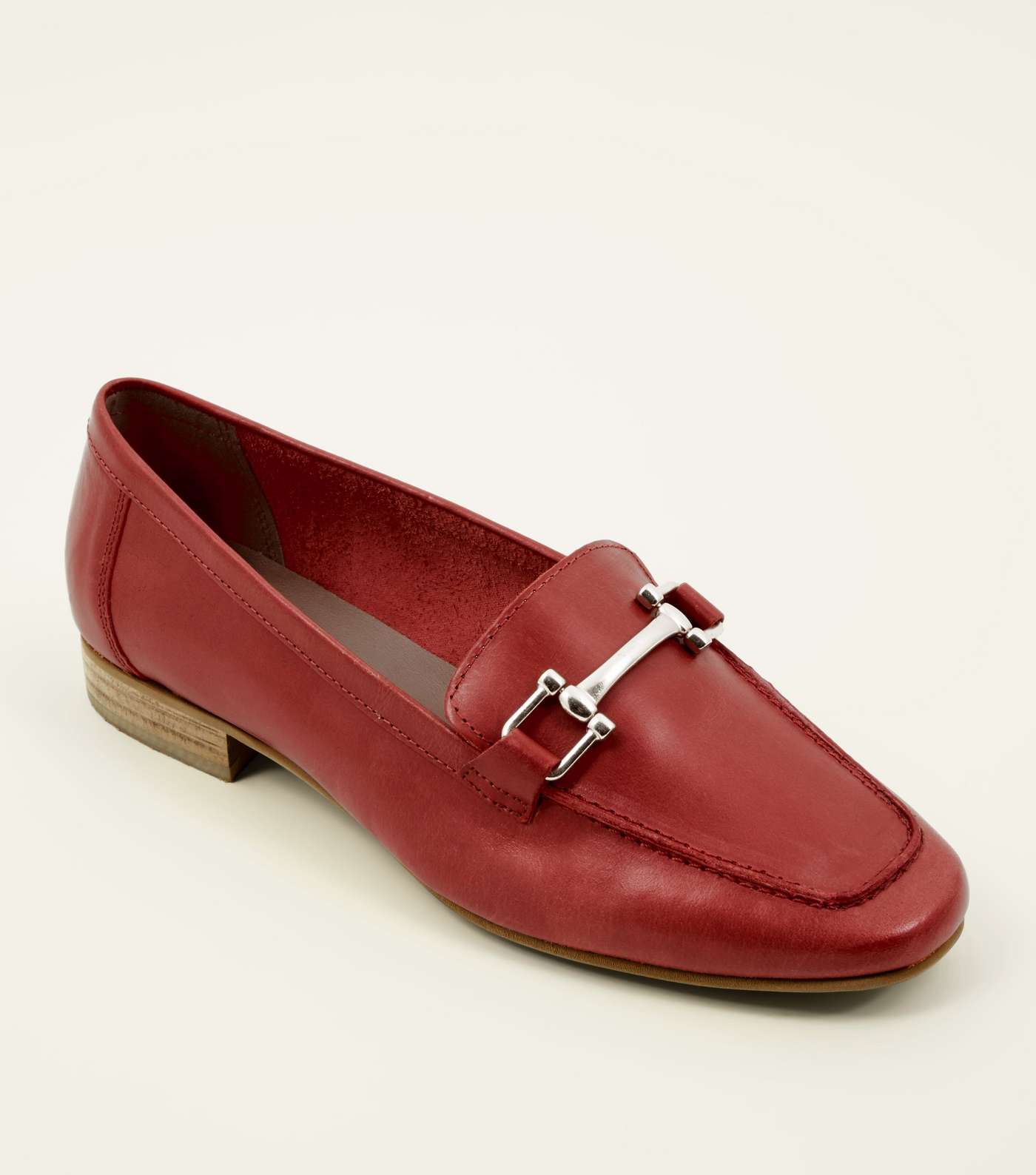 Red Leather Bar Front Loafers