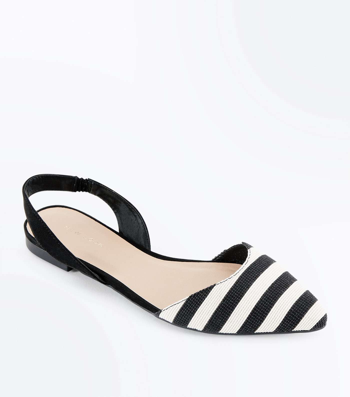 Black Stripe Woven Pointed Slingback Pumps