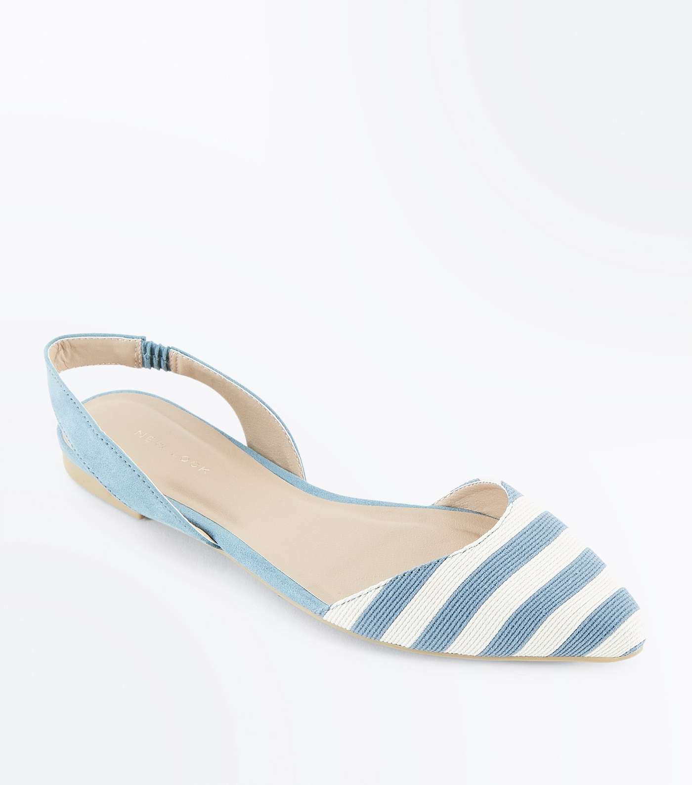 Blue Stripe Woven Pointed Pumps