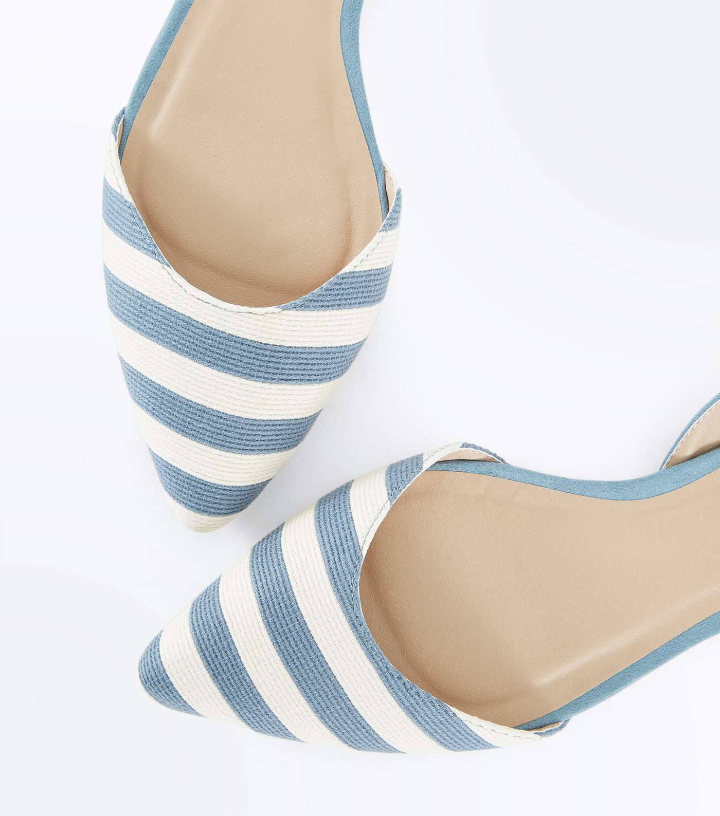 Blue Stripe Woven Pointed Pumps Image 3