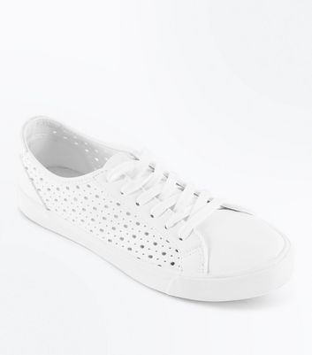 white lace up trainers womens