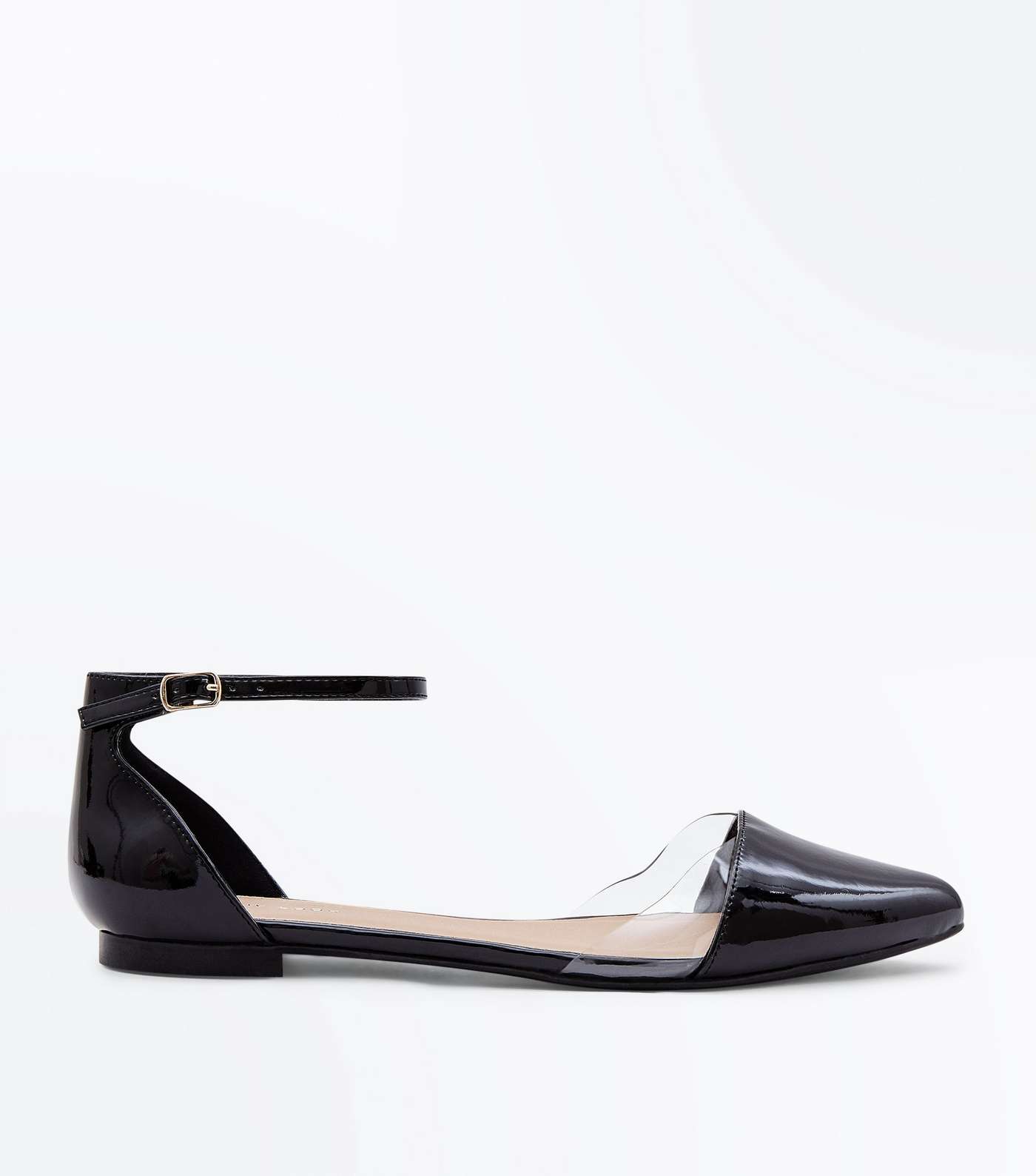 Black Patent Clear Panel Pointed Pumps