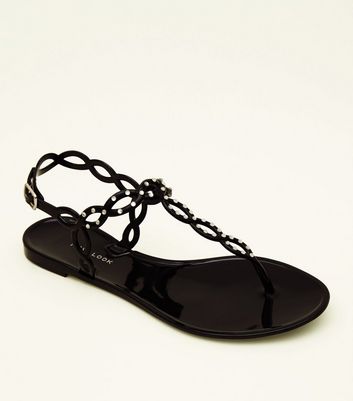 black diamante jelly sandals