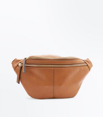 Tan Double Pocket Bum Bag New Look