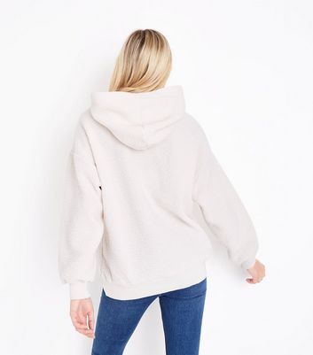 cream borg faux fur hoodie