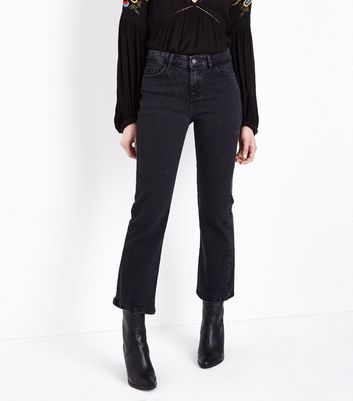 black flare crop pants