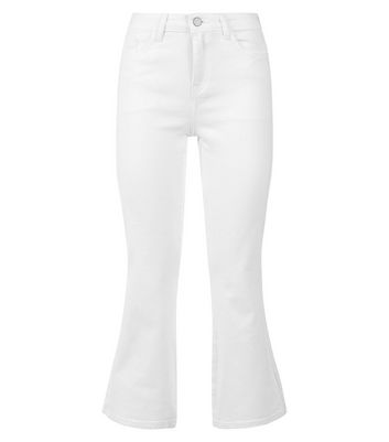 White flare cheap jeans cropped