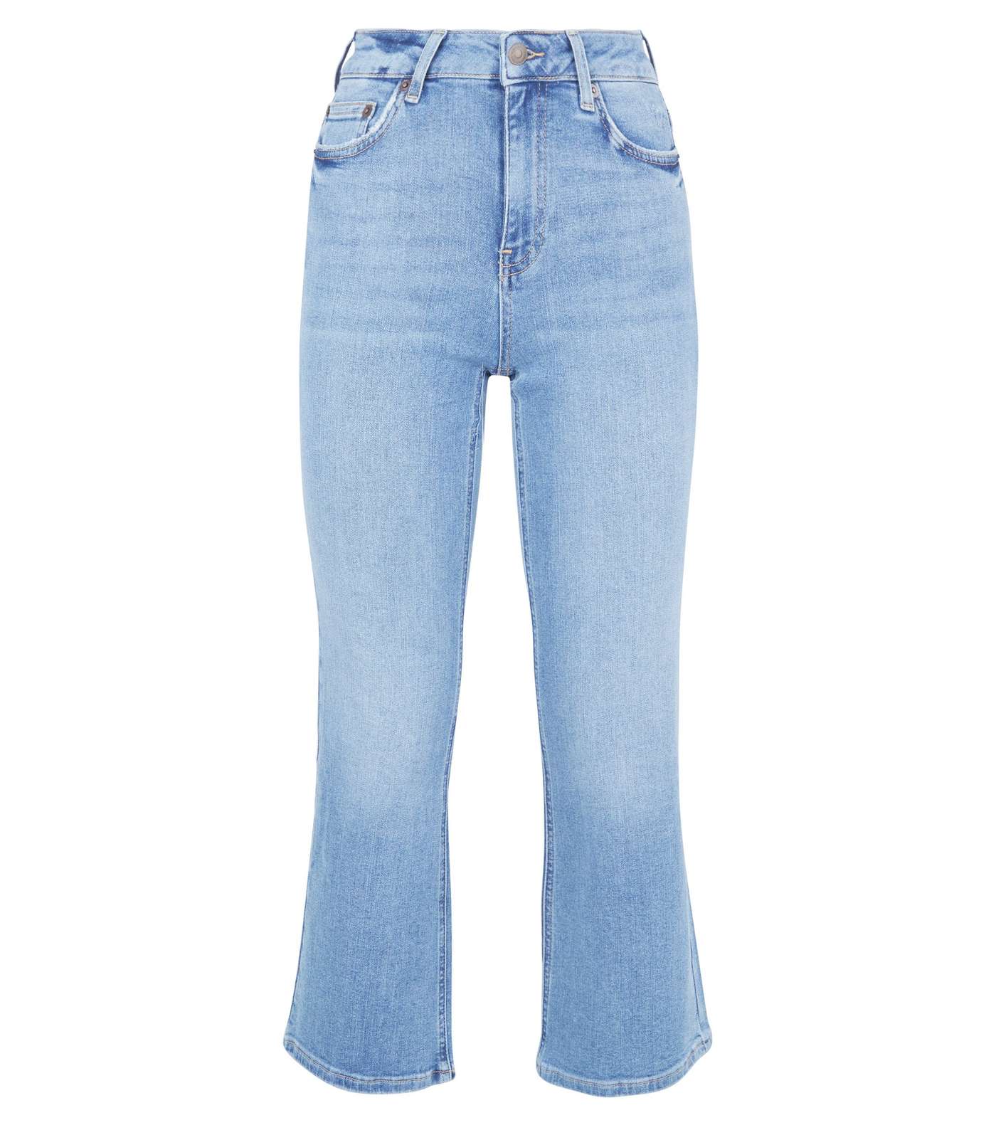 Blue Cropped Kick Flare Jeans Image 4