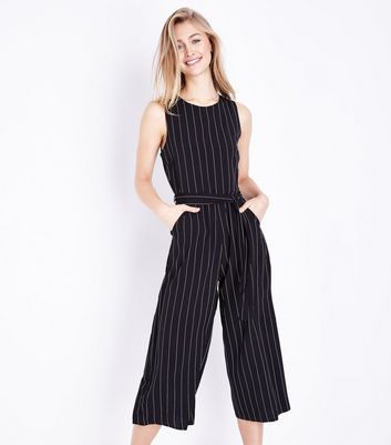 black pinstripe jumpsuit