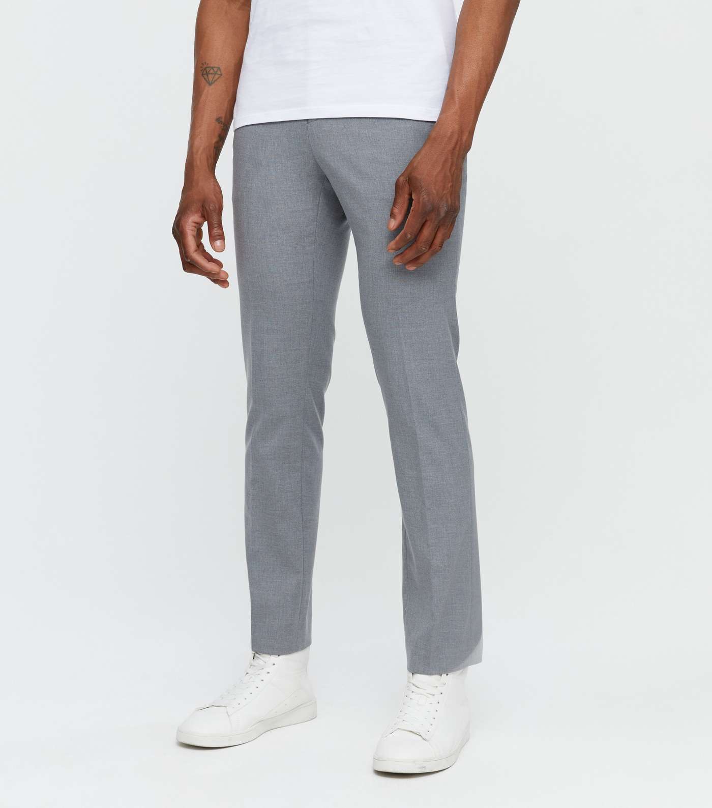 Dark Grey Slim Fit Trousers Image 2