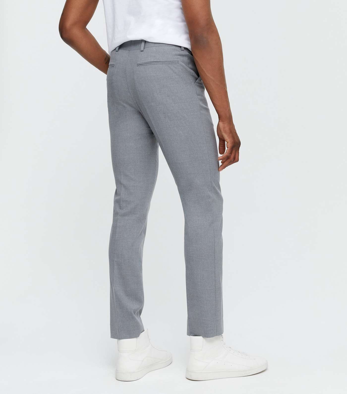 Dark Grey Slim Fit Trousers Image 4