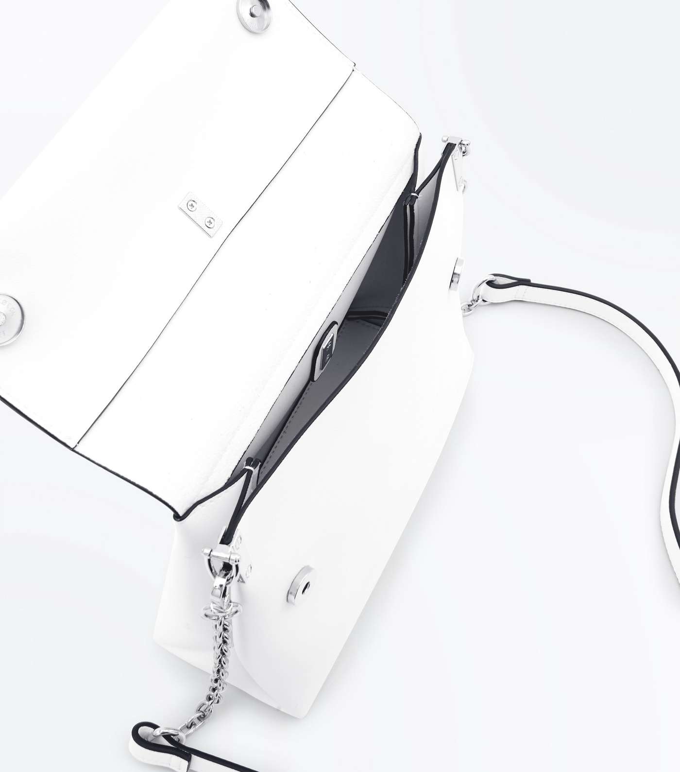 White Leather-Look Ring Handle Shoulder Bag Image 5