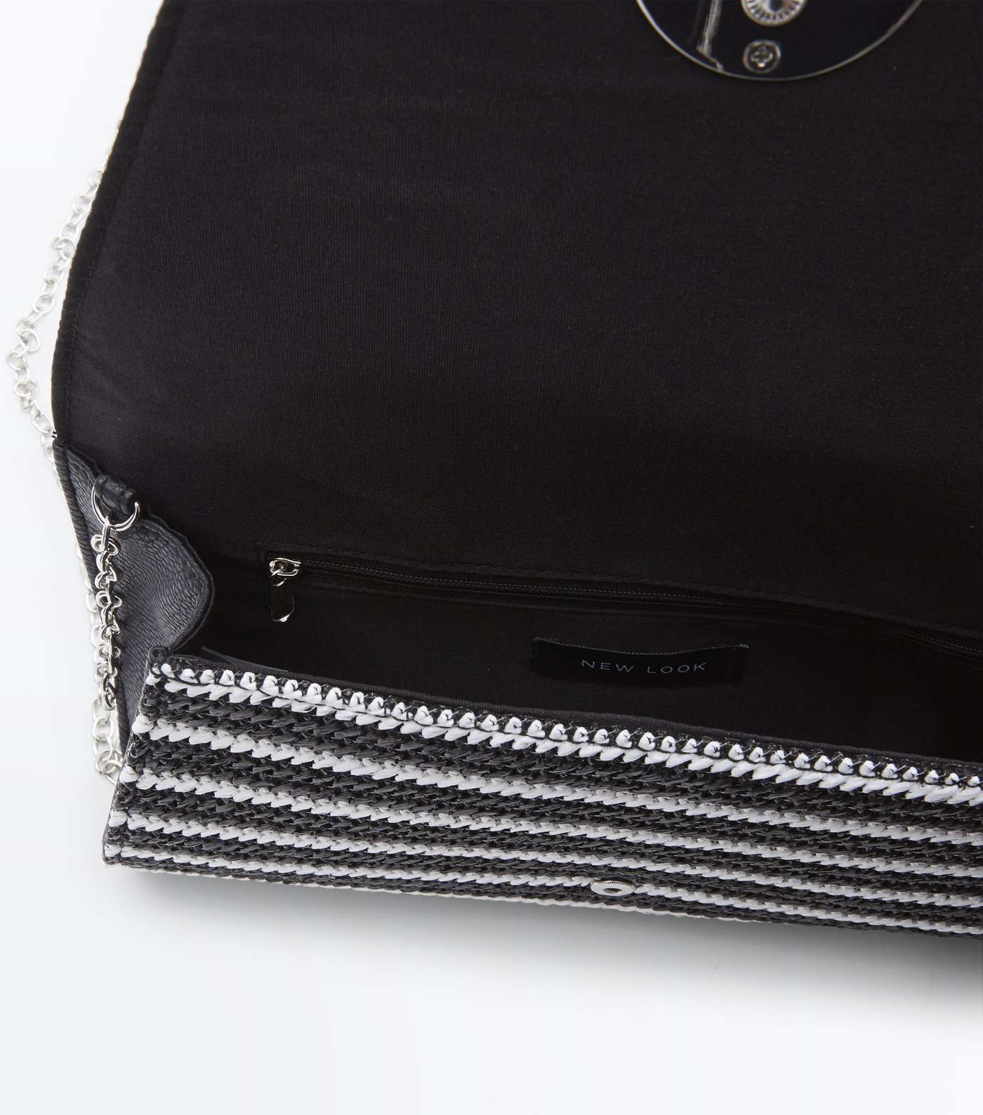 White Stripe Woven Clutch Bag Image 5