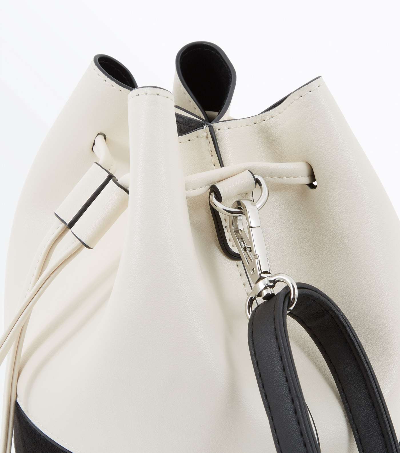 White Contrast Suedette Duffle Bag Image 3