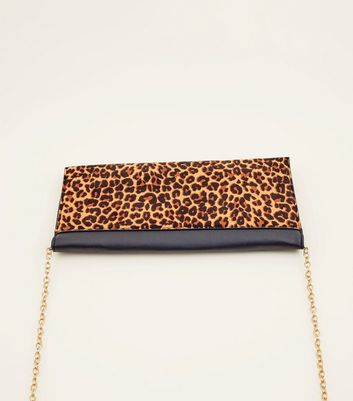 new look leopard print clutch bag