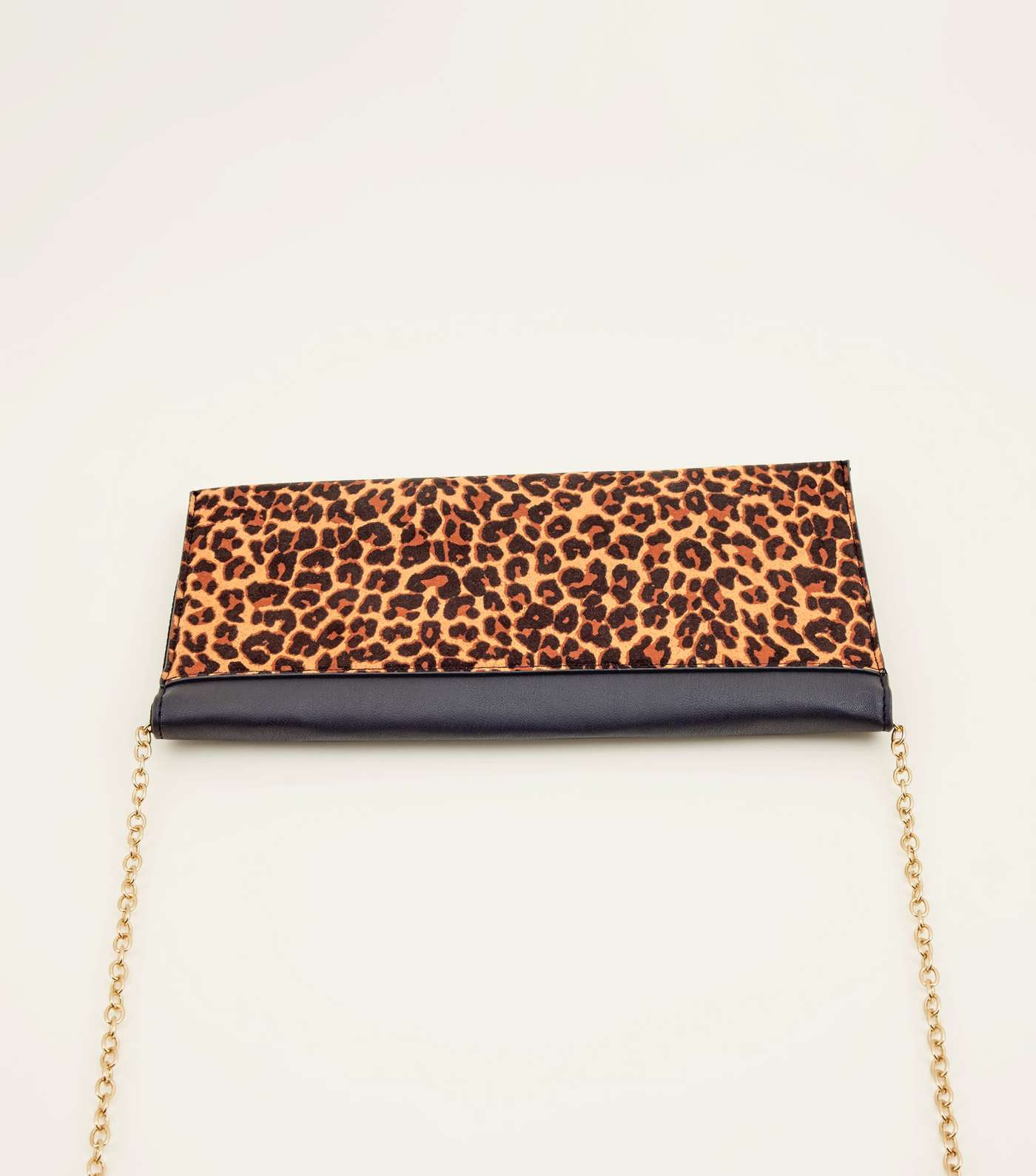 Brown Leopard Print Contrast Clutch Bag Image 6