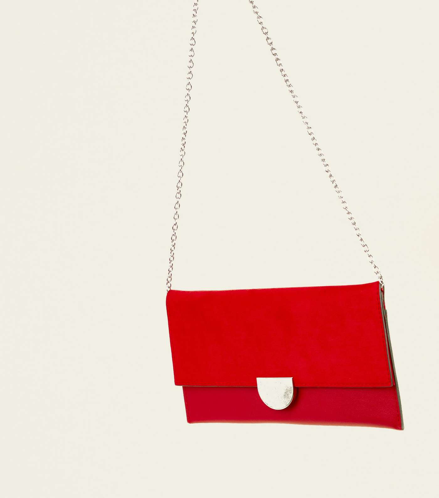 Red Suedette Panel Clutch Bag  Image 3