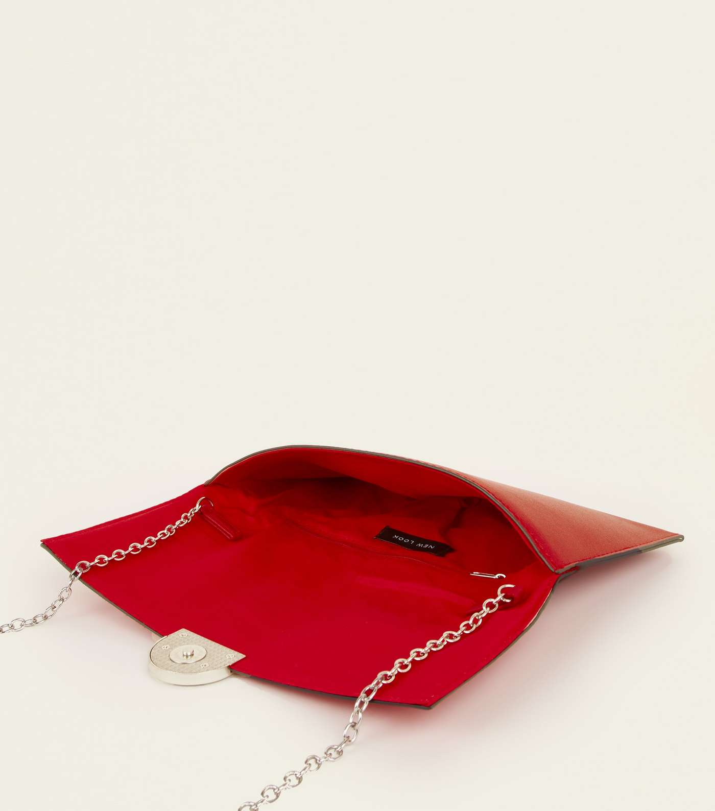 Red Suedette Panel Clutch Bag  Image 5