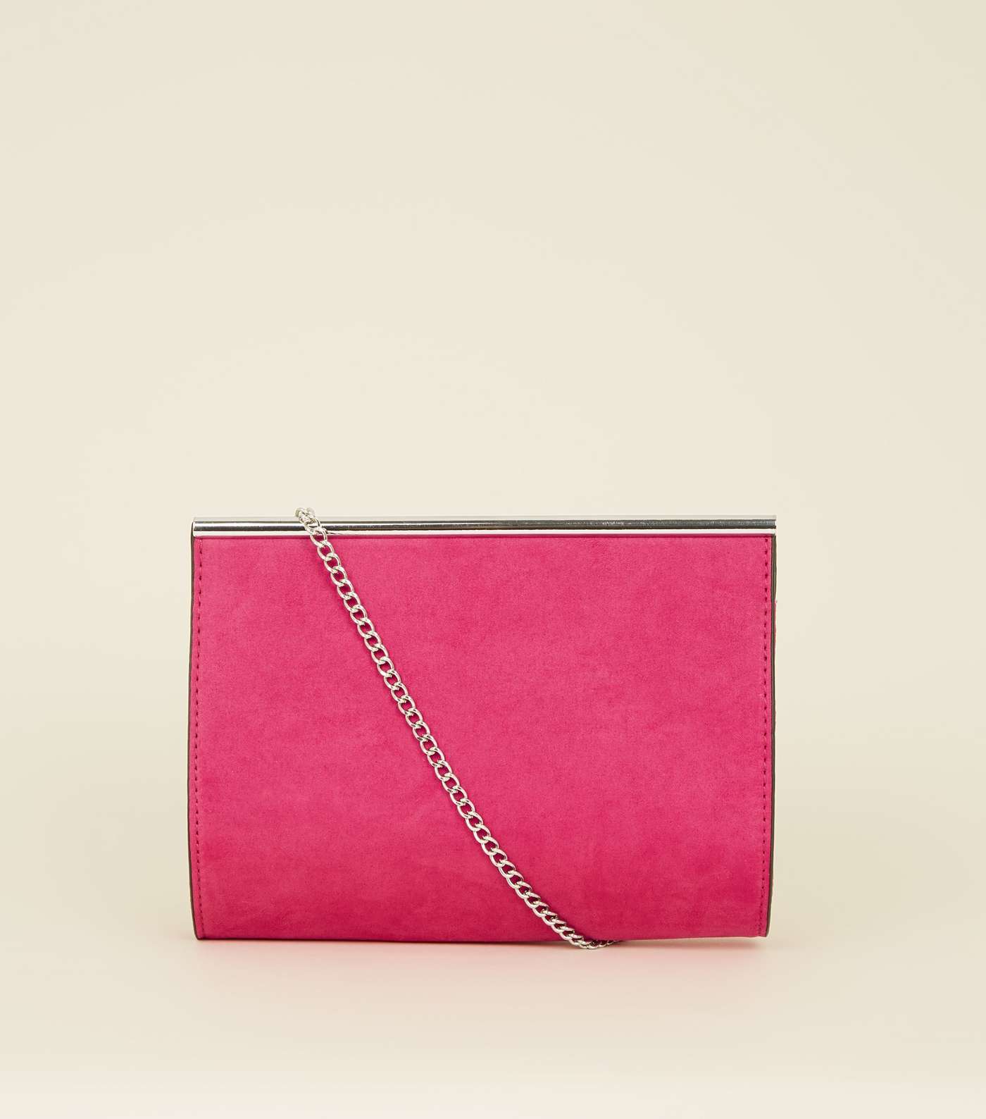 Bright Pink Suedette Bar Top Shoulder Bag