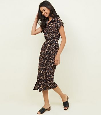 new look animal print midi dress