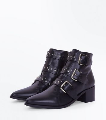 women's boots with buckles and studs