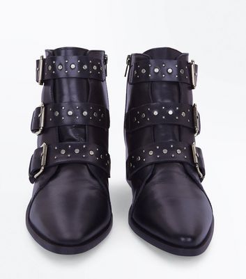 stud buckle ankle boots