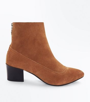 Tan Premium Suede Ring Zip Western Boots New Look