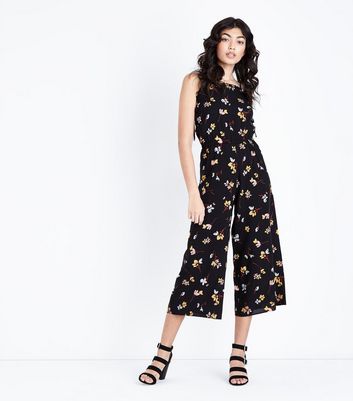 black floral culotte jumpsuit