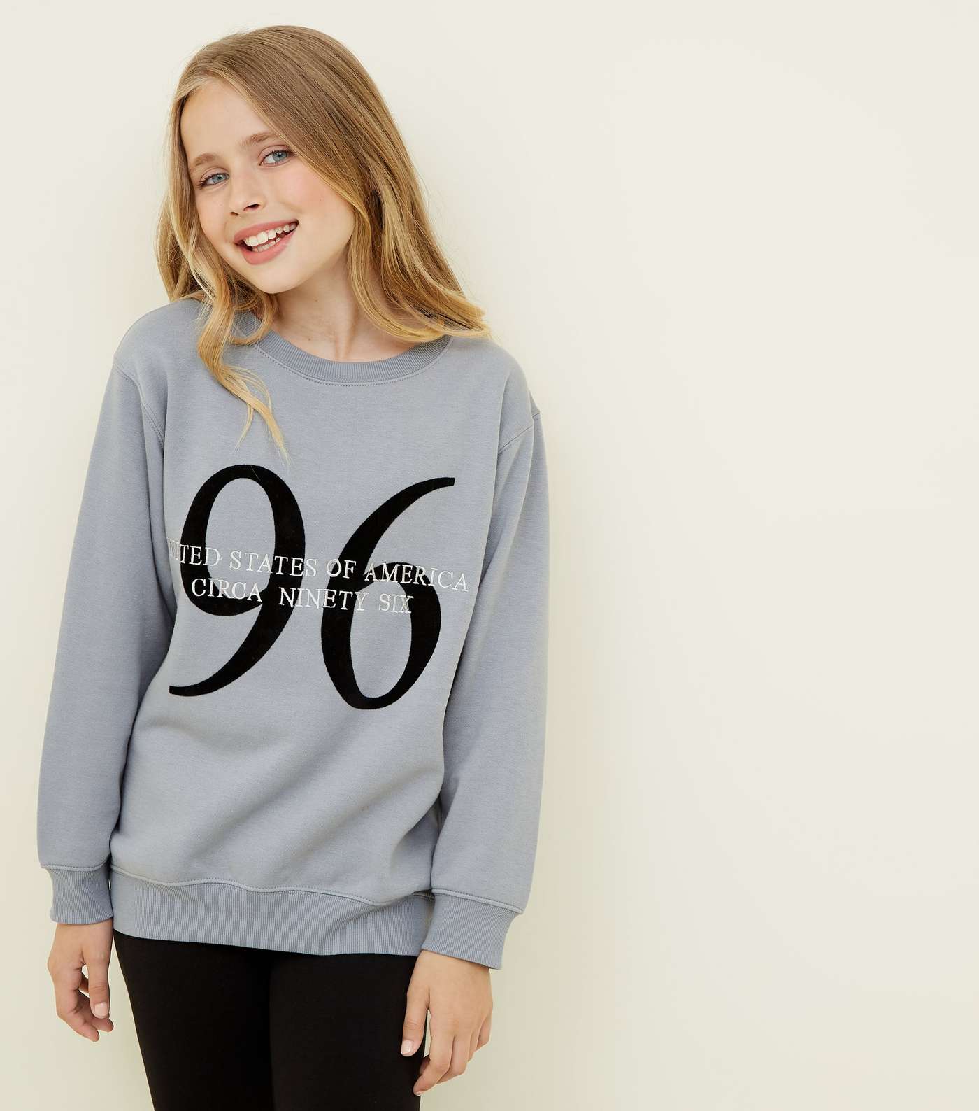 Girls Grey 96 United States Longline Sweatshirt