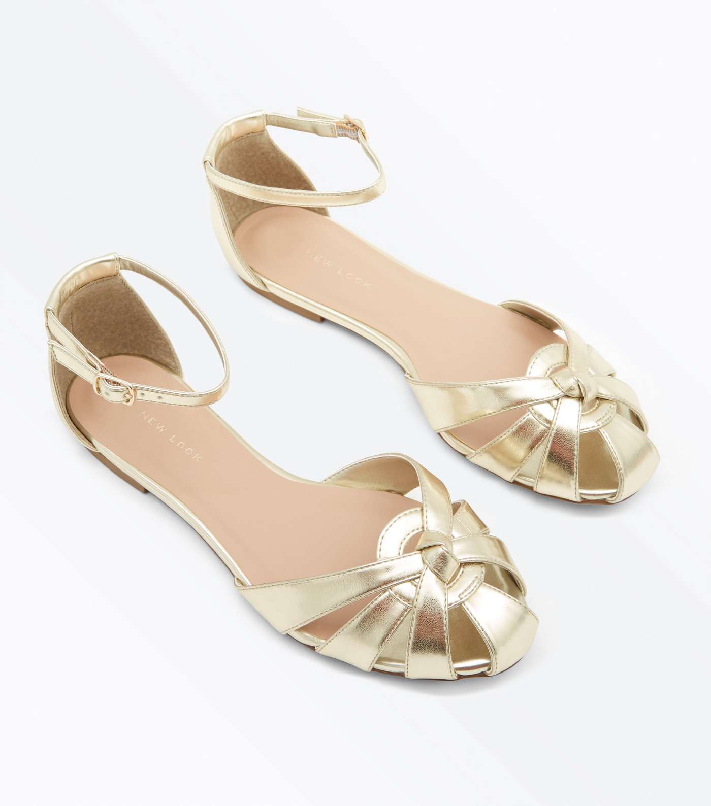 Wide Fit Gold Woven Strappy Pumps Image 4