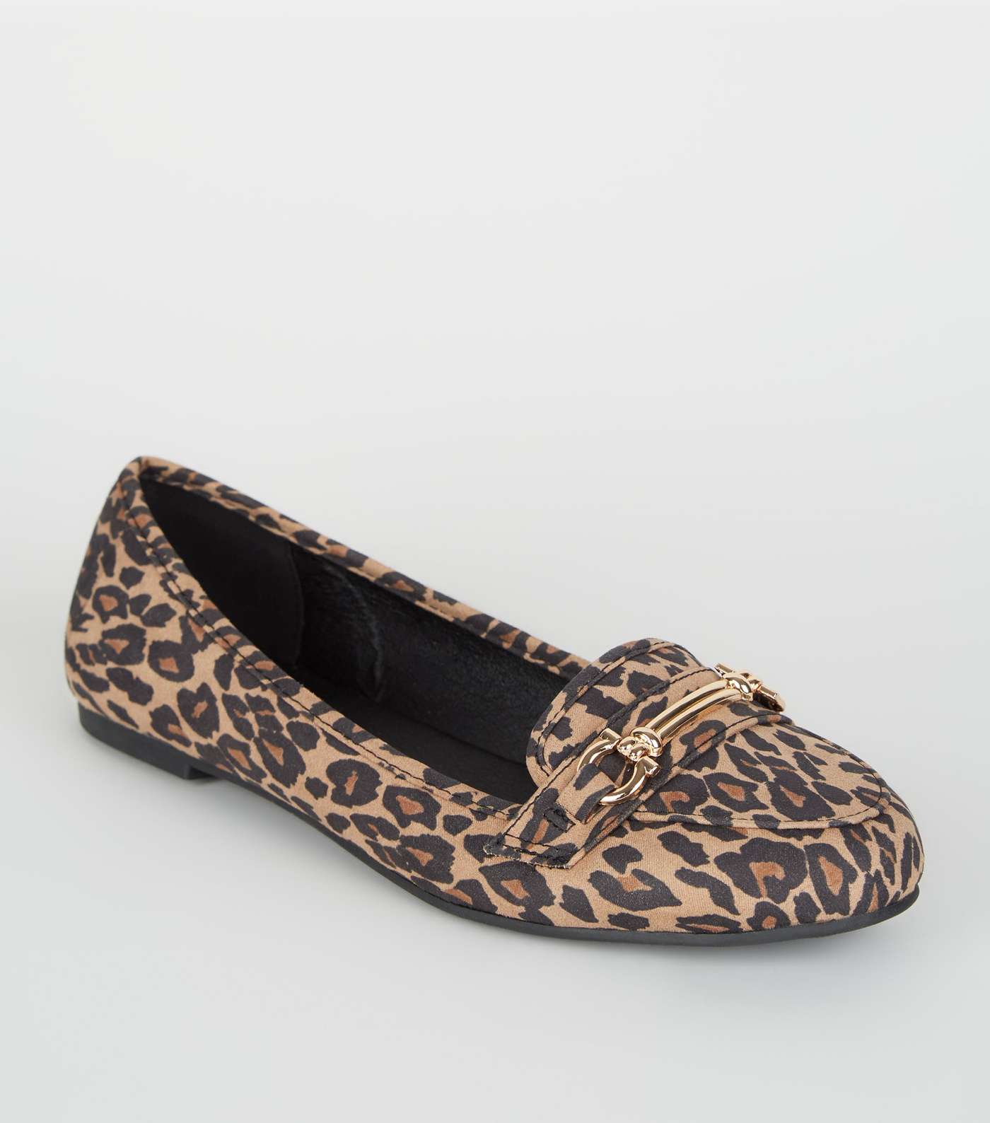 Stone Leopard Print Bar Front Loafers