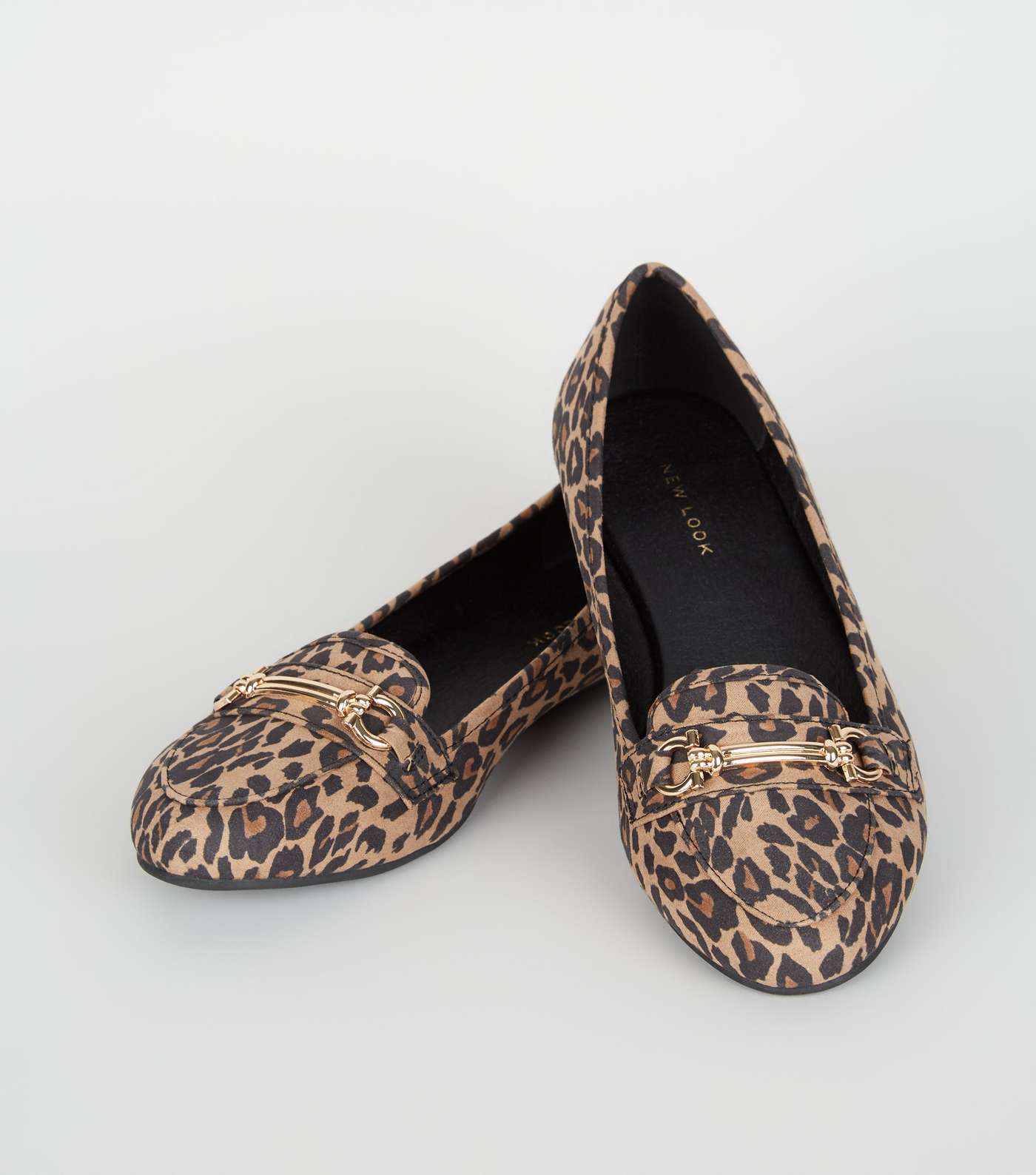 Stone Leopard Print Bar Front Loafers Image 3