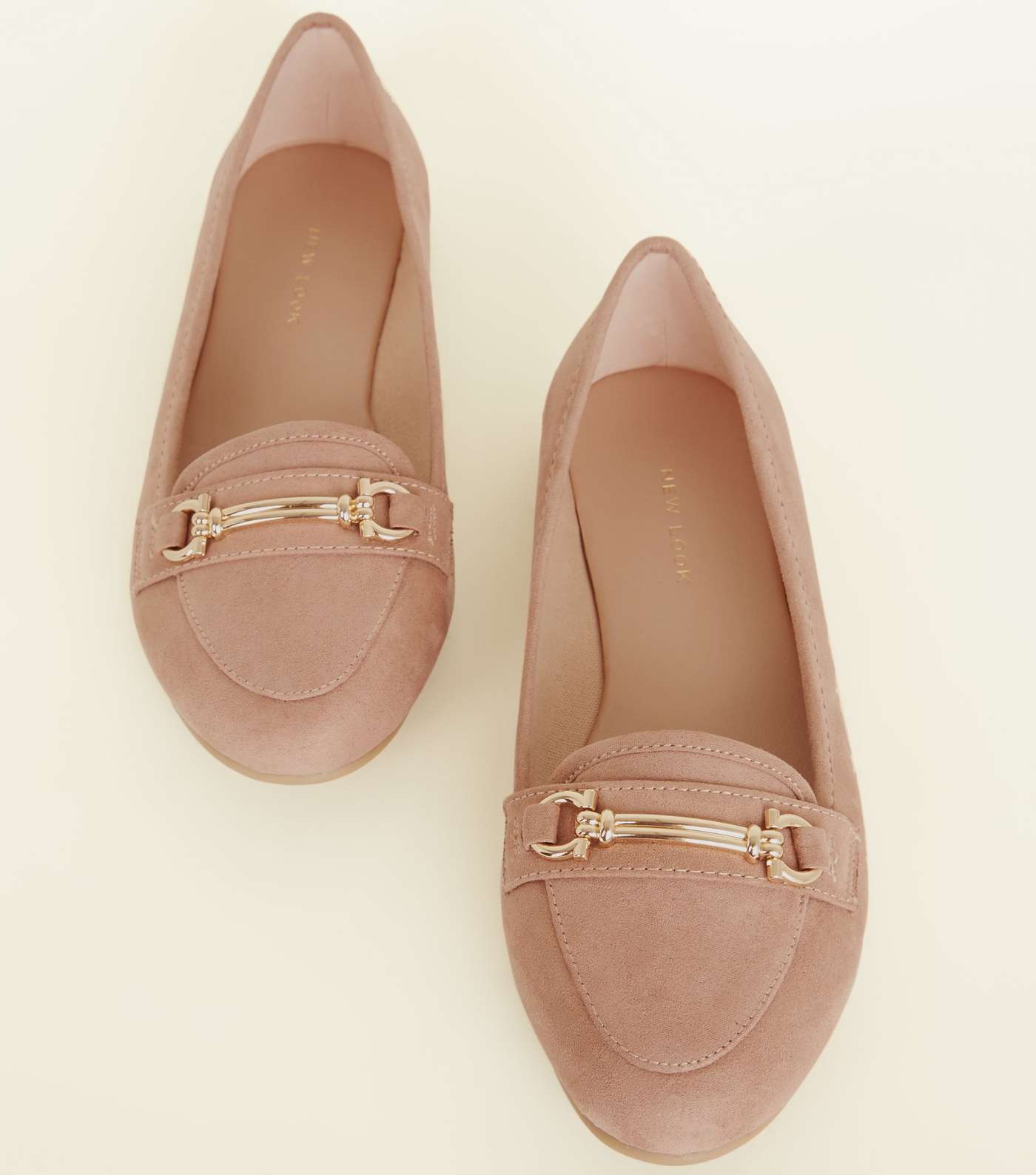 Pink Suedette Bar Front Loafers Image 4