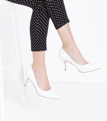 white court shoes mid heel