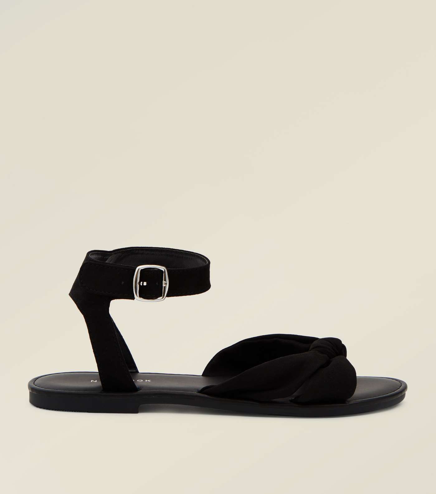 Black Bow Strap Flat Sandals