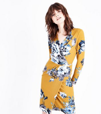 New look yellow wrap dress best sale