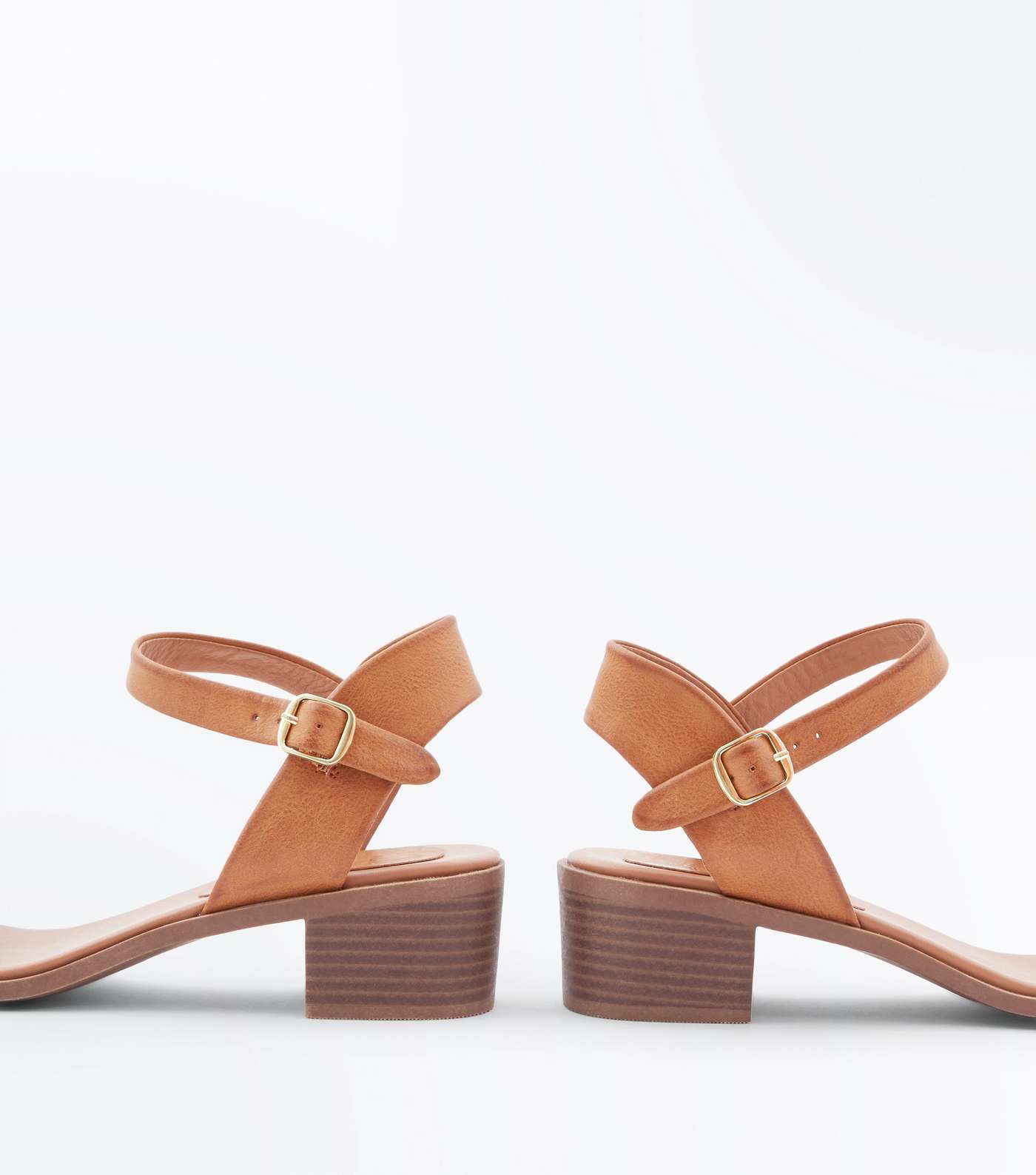Wide Fit Tan Low Block Heel Sandals Image 4