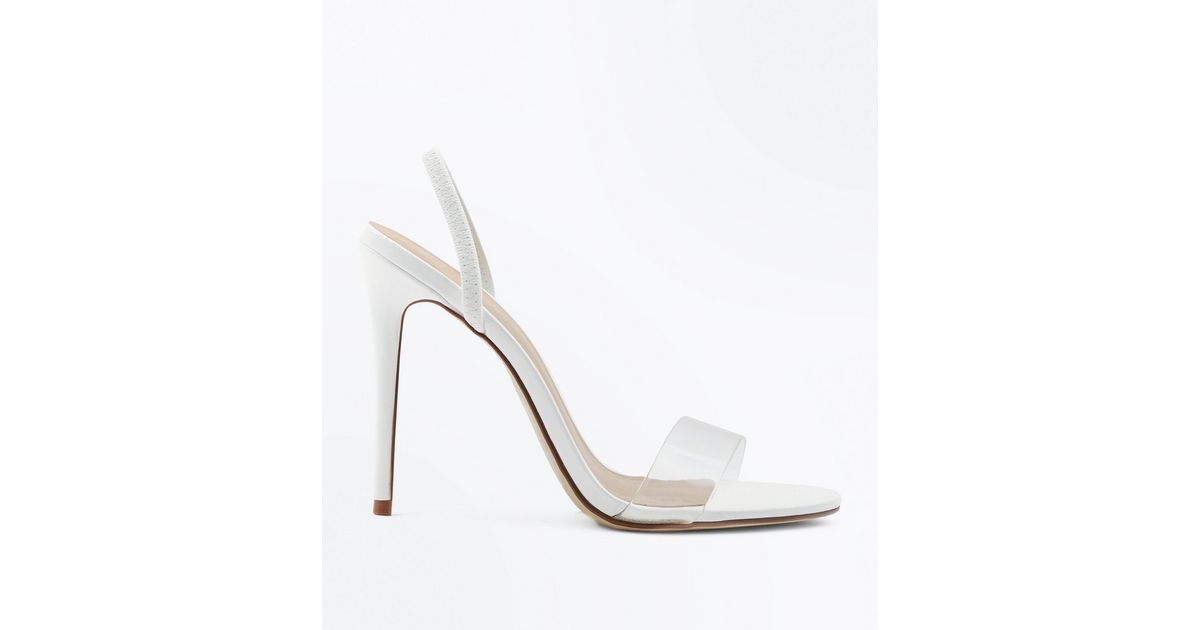 White Clear Strap Slingback Stiletto Heels | New Look