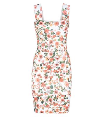 Paper dolls square neck midi clearance pencil dress in floral print